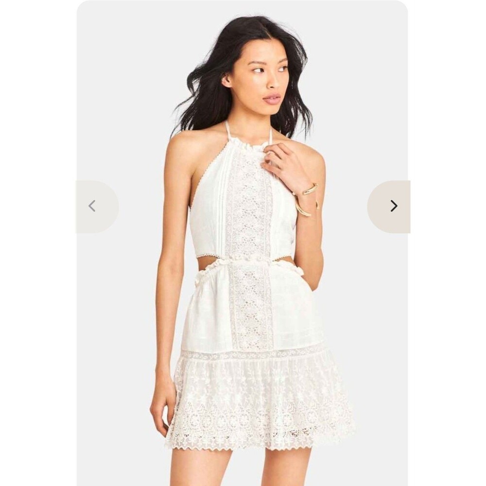 $375 NWT LoveShackFancy Kesia Floral Lace Mini Dress MEDIUM Coastal Cowgirl Whit